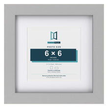 Light Grey 9 x 9 inch picture frame with a white mount for a 6 x 6 inch photo