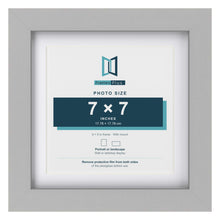 Light Grey 9 x 9 inch picture frame with a white mount for a 7 x 7 inch photo