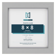 Light Grey 9 x 9 inch picture frame with a white mount for a 8 x 8 inch photo