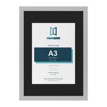 Light Grey A2 picture frame with a black mount for an A3 photo