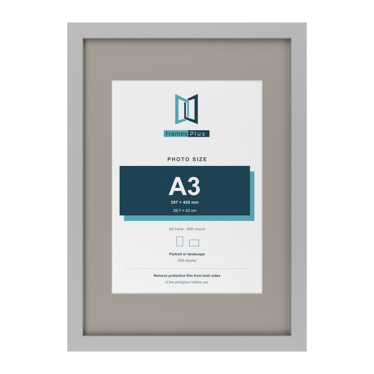 Light Grey A2 picture frame with a Dawn Grey mount for an A3 photo