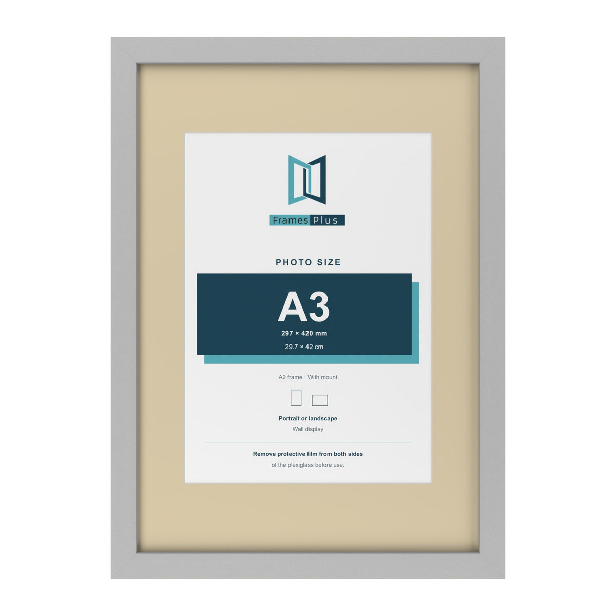 Light Grey A2 picture frame with an ivory mount for an A3 photo