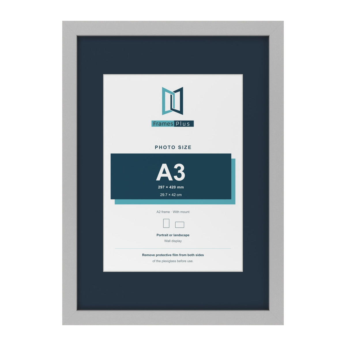 Light Grey A2 picture frame with a Pacific Blue mount for an A3 photo