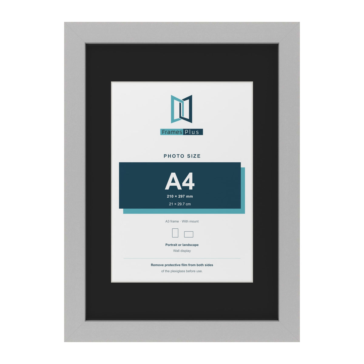Light Grey A3 picture frame with a black mount for an A4 photo