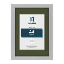 Light Grey A3 picture frame with a green mount for an A4 photo
