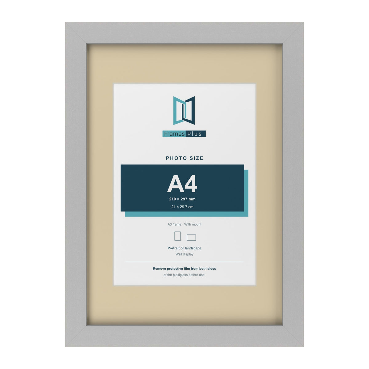 Light Grey A3 picture frame with an ivory mount for an A4 photo