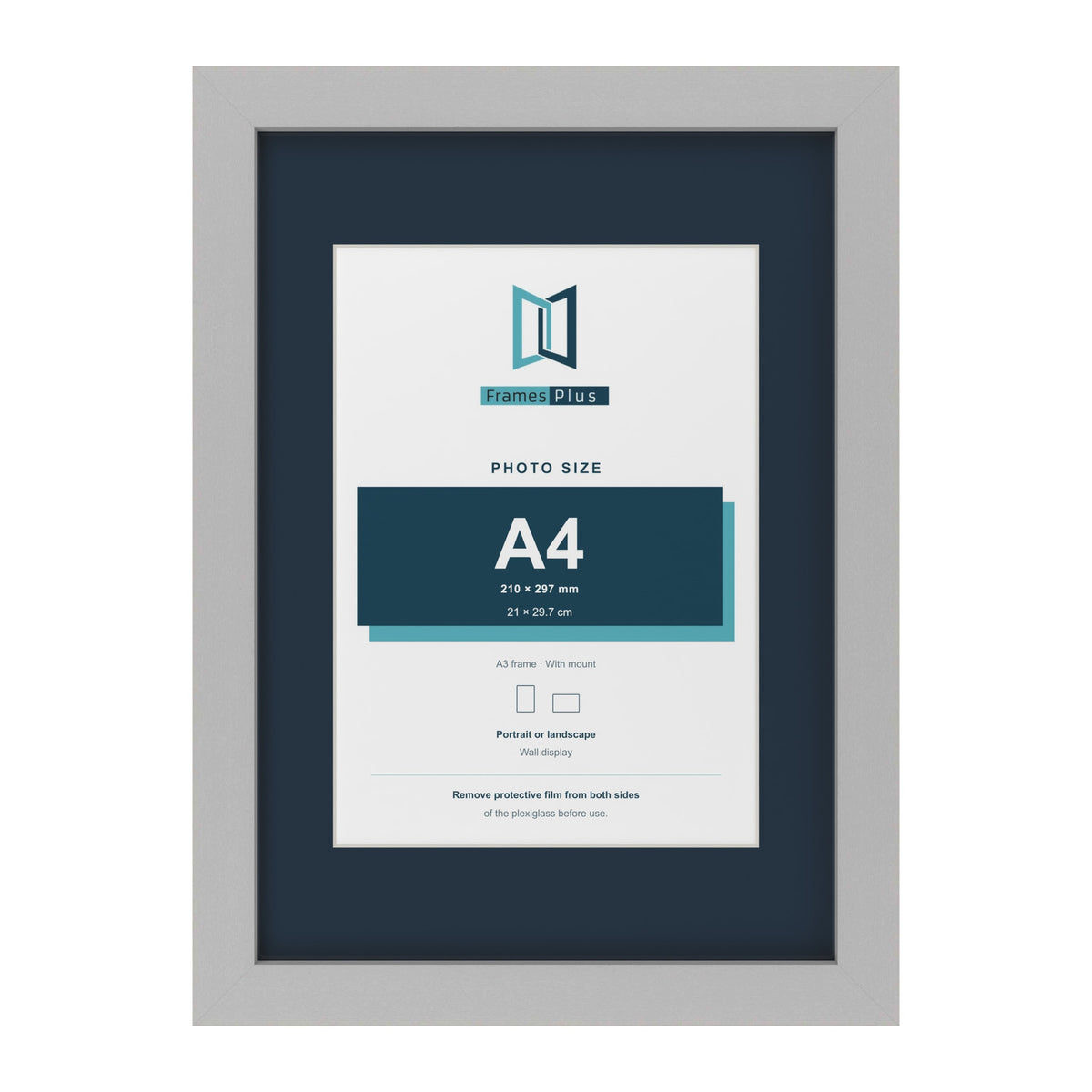 Light Grey A3 picture frame with a Pacific Blue mount for an A4 photo