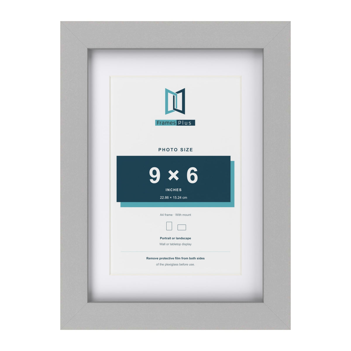 Light Grey A4 picture frame with a white mount for a 9 x 6 inch photo
