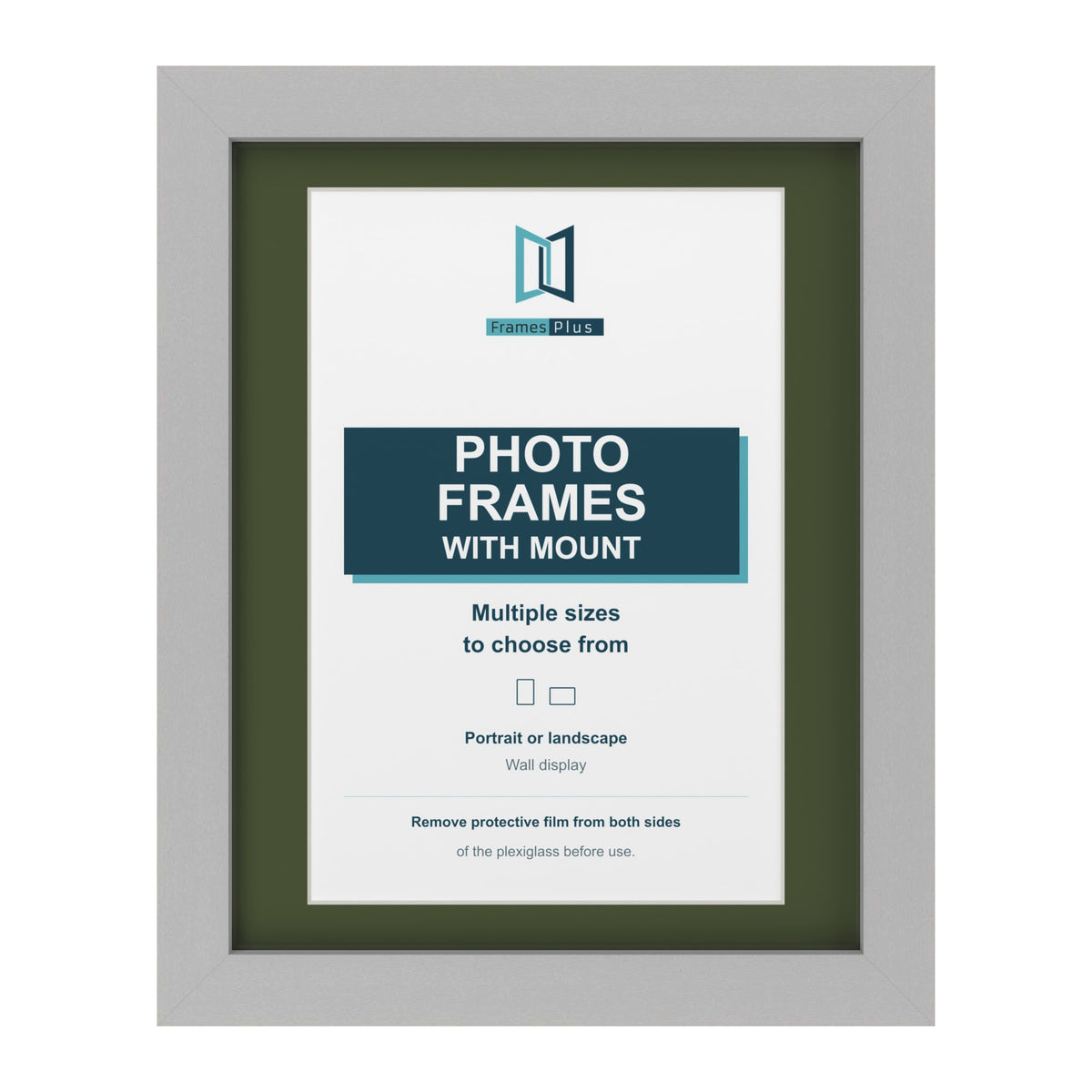 Light Grey picture frame with a green mount