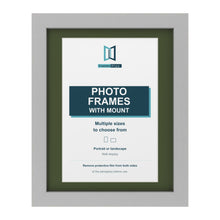 Light Grey picture frame with a green mount