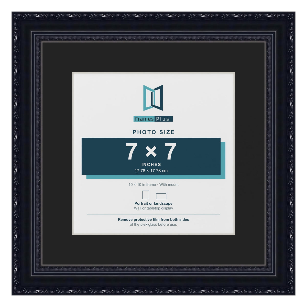 Louis Black 10 x 10 inch picture frame with a black mount for a 7 x 7 inch photo