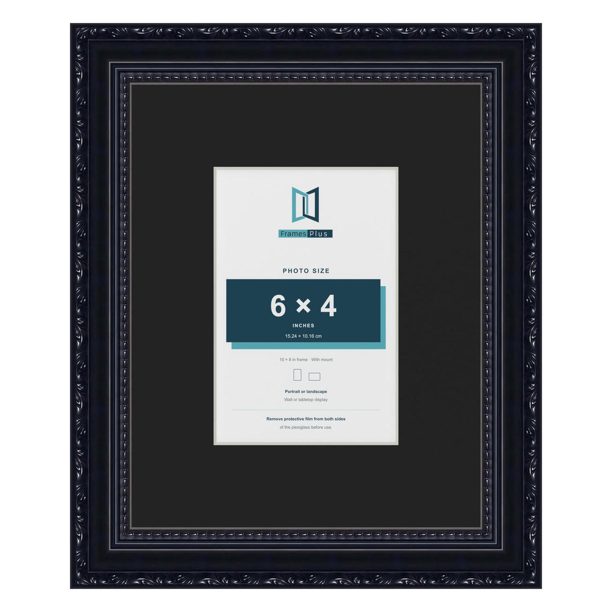 Louis Black 10 x 8 inch picture frame with a black mount for a 6 x 4 inch photo