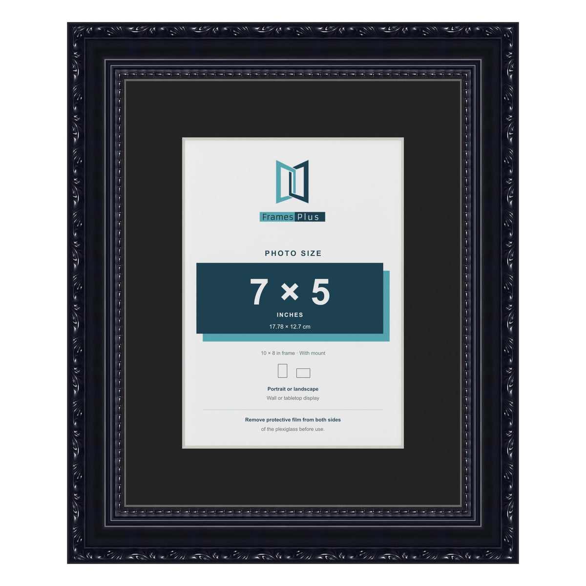 Louis Black 10 x 8 inch picture frame with a black mount for a 7 x 5 inch photo