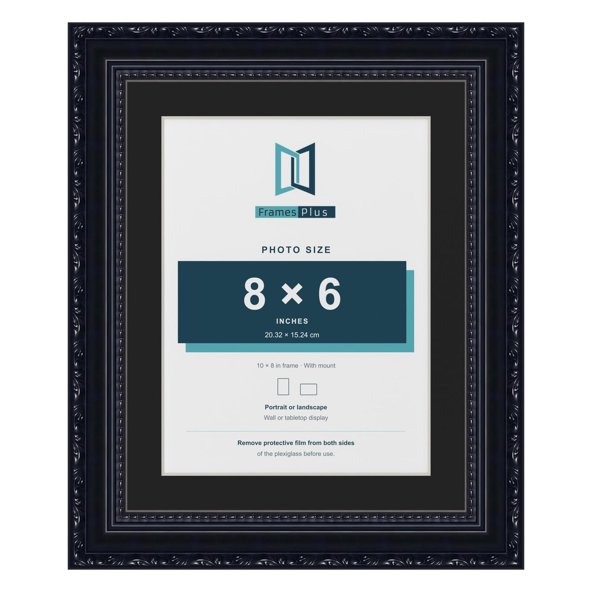 Louis Black 10 x 8 inch picture frame with a black mount for an 8 x 6 inch photo