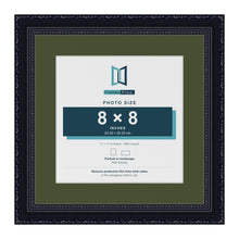 Louis Black 11 x 11 inch picture frame with a green mount for an 8 x 8 inch photo