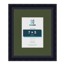 Louis Black 11 x 9 inch picture frame with a green mount for a 7 x 5 inch photo