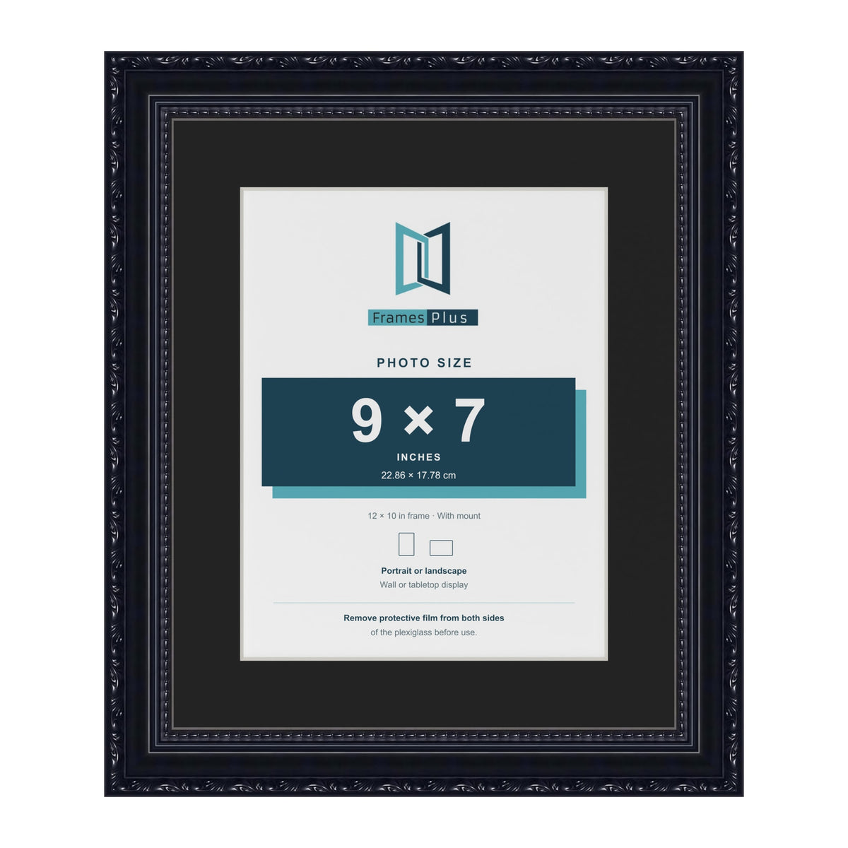 Louis Black 12 x 10 inch picture frame with a black mount for a 9 x 7 inch photo