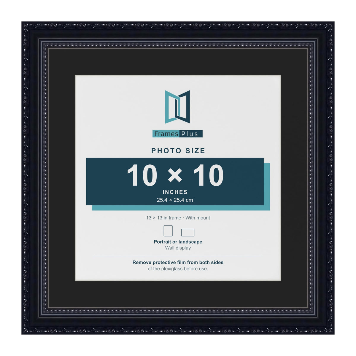 Louis Black 13 x 13 inch picture frame with a black mount for a 10 x 10 inch photo