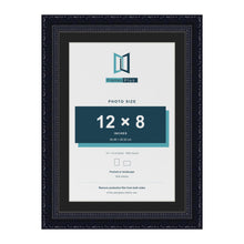 Louis Black 14 x 10 inch picture frame with a black mount for a 12 x 8 inch photo
