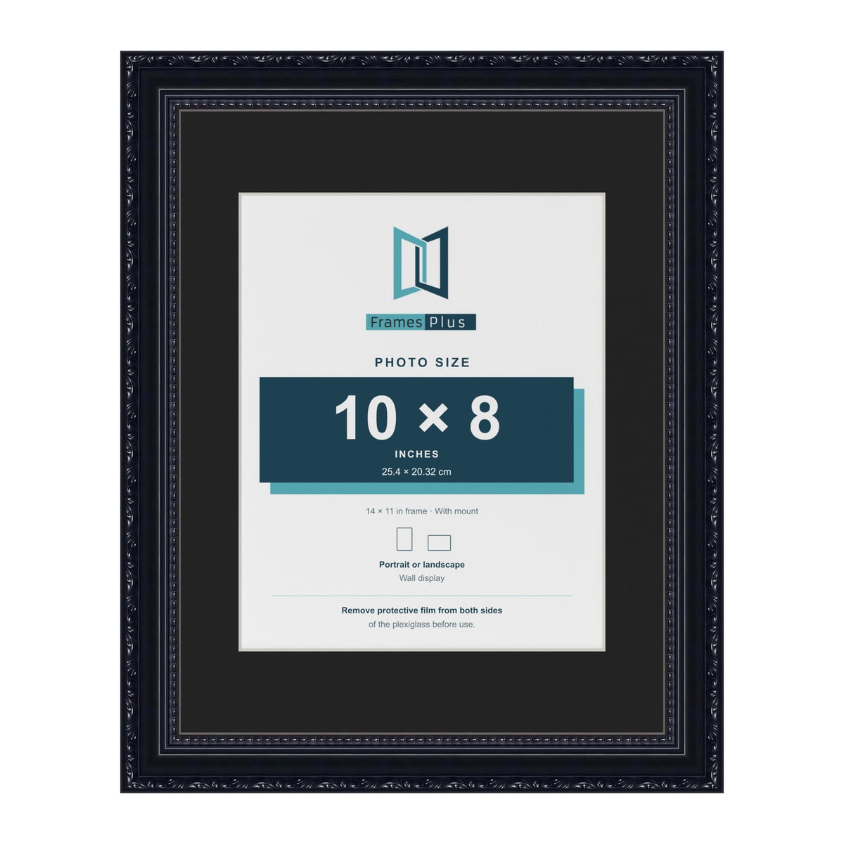 Louis Black 14 x 11 inch picture frame with a black mount for a 10 x 8 inch photo