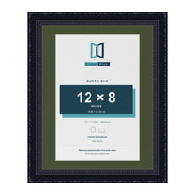 Louis Black 14 x 11 inch picture frame with a green mount for a 12 x 8 inch photo