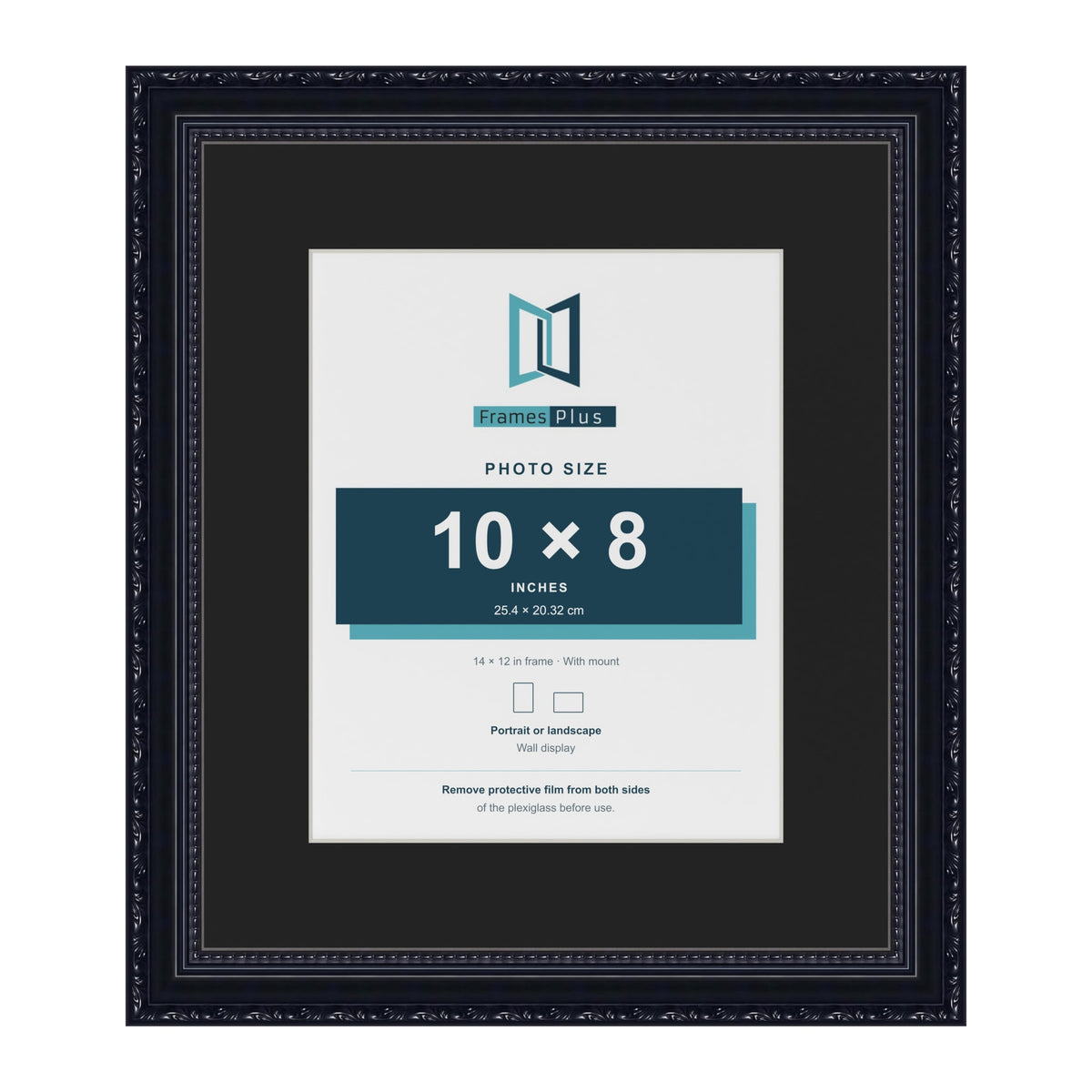 Louis Black 14 x 12 inch picture frame with a black mount for a 10 x 8 inch photo