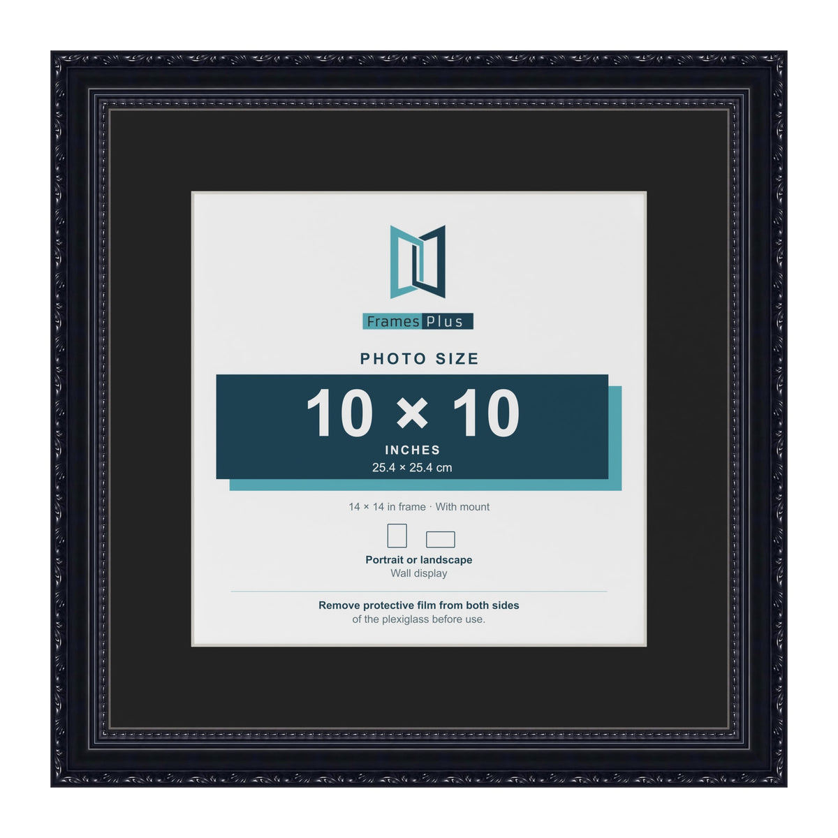 Louis Black 14 x 14 inch picture frame with a black mount for a 10 x 10 inch photo