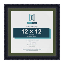 Louis Black 14 x 14 inch picture frame with a green mount for a 12 x 12 inch photo