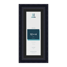 Louis Black 14 x 6 inch picture frame with a black mount for a 12 x 4 inch photo