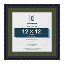 Louis Black 15 x 15 inch picture frame with a green mount for a 12 x 12 inch photo