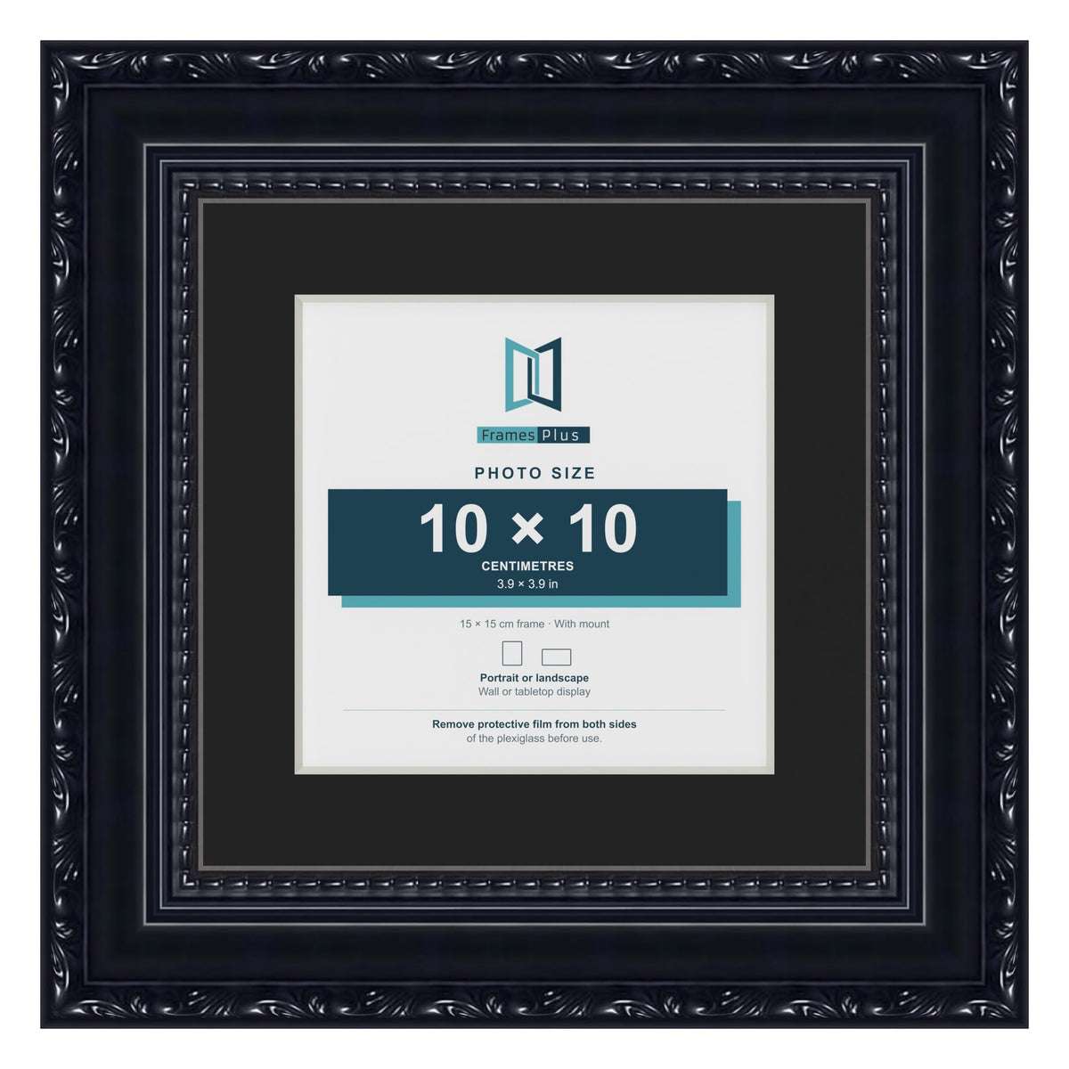 Louis Black 15 x 15 cm picture frame with a black mount for a 10 x 10 cm photo