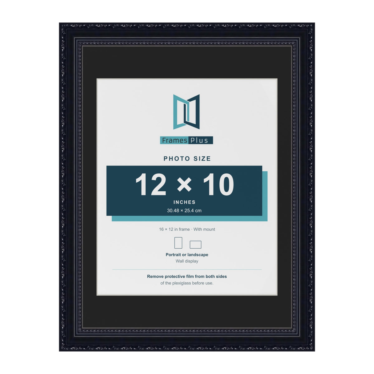 Louis Black 16 x 12 inch picture frame with a black mount for a 12 x 10 inch photo
