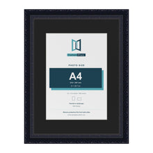 Louis Black 16 x 12 inch picture frame with a black mount for an A4 photo