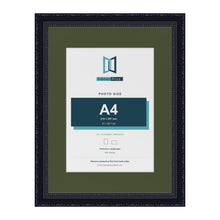 Louis Black 16 x 12 inch picture frame with a green mount for an A4 photo