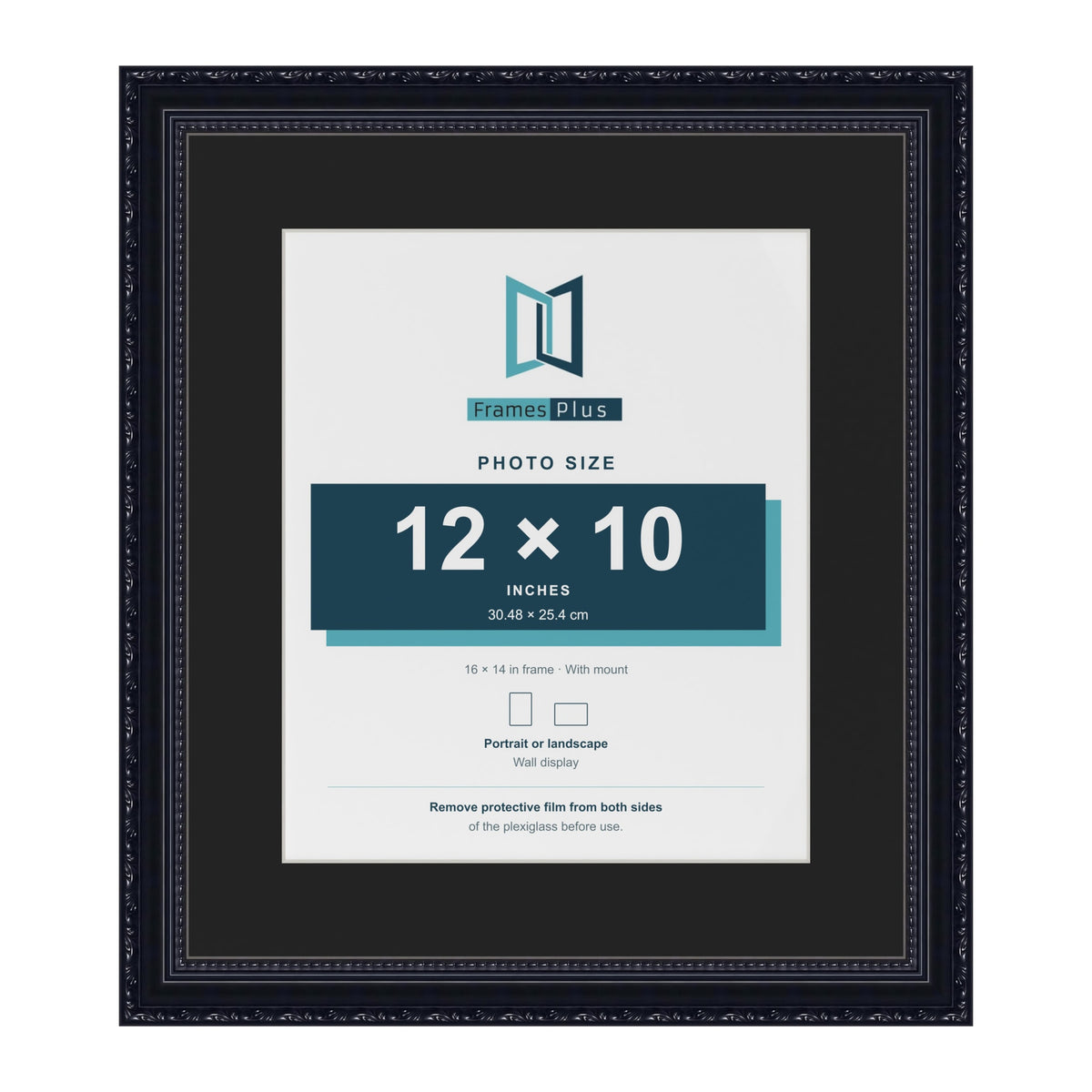 Louis Black 16 x 14 inch picture frame with a black mount for a 12 x 10 inch photo