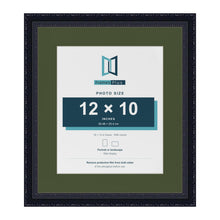 Louis Black 16 x 14 inch picture frame with a green mount for a 12 x 10 inch photo