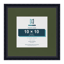 Louis Black 16 x 16 inch picture frame with a green mount for a 10 x 10 inch photo