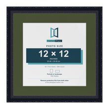 Louis Black 16 x 16 inch picture frame with a green mount for a 12 x 12 inch photo