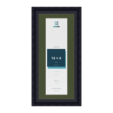 Louis Black 16 x 7 inch picture frame with a green mount for a 14 x 4 inch photo