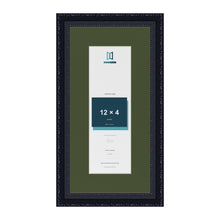 Louis Black 16 x 8 inch picture frame with a green mount for a 12 x 4 inch photo