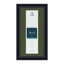 Louis Black 16 x 8 inch picture frame with a green mount for a 14 x 4 inch photo