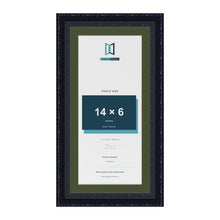 Louis Black 16 x 8 inch picture frame with a green mount for a 14 x 6 inch photo