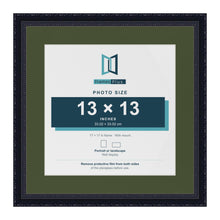 Louis Black 17 x 17 inch picture frame with a green mount for a 13 x 13 inch photo