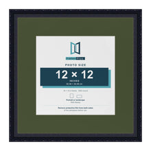 Louis Black 18 x 18 inch picture frame with a green mount for a 12 x 12 inch photo