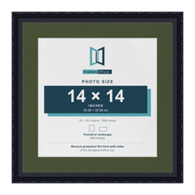 Louis Black 18 x 18 inch picture frame with a green mount for a 14 x 14 inch photo