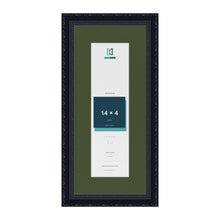 Louis Black 18 x 8 inch picture frame with a green mount for a 14 x 4 inch photo