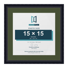 Louis Black 19 x 19 inch picture frame with a green mount for a 15 x 15 inch photo