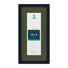 Louis Black 19 x 9 inch picture frame with a green mount for a 15 x 5 inch photo