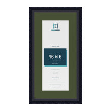 Louis Black 20 x 10 inch picture frame with a green mount for a 16 x 6 inch photo