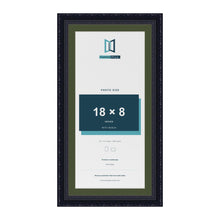 Louis Black 20 x 10 inch picture frame with a green mount for an 18 x 8 inch photo